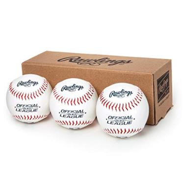 Imagem de Rawlings Bola de beisebol oficial da Liga Recreacional, caixa com 3, OLB3BBOX3, branca