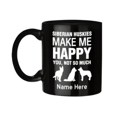 Imagem de Caneca Husky siberiano personalizada - Huskies siberianos Make Me Happy - Presentes Husky siberiano - Acessórios Husky siberiano - Caneca de café de 325 ml