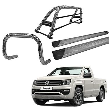 Imagem de Kit Quebra Mato+Estribo ALUMÍ+Santo A. DUPLO AMAROK CS CROMO