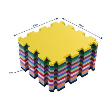 Imagem de Kit 36 Placas Tapete Eva Infantil 50x50x1cm Linha Econômica - Colorido