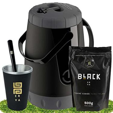 Imagem de Kit Tereré Black Erva Garrafa 2,5L Cuia E Erva Pura Folha