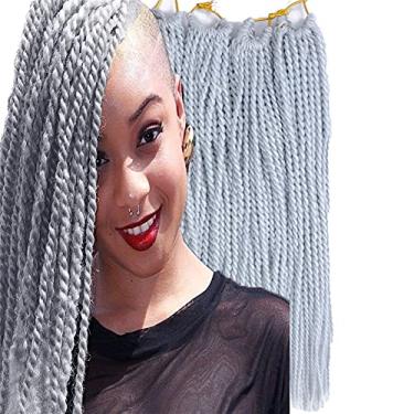 Imagem de Mayloss 6 Pacote/LOTE Senegalese Twist Crochet Tranças de Cabelo Pequeno Fácil Twist Crochet Trança Cabelo 2S Senegalese Twists 14 polegada 18inch 24inch 30 fios/pacote Penteados Para As Mulheres cor (14 polegad, Prateada)