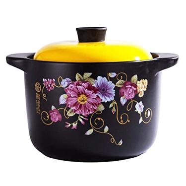 Imagem de Panela de cerâmica para barro com tampa, resistente ao calor com alças duplas panela de barro panelas de cerâmica, para cozinhar panela quente bibimbap e ensopado de sopa, 7L