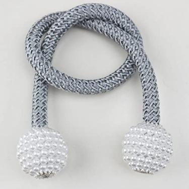 Imagem de pcs Pearl Magnet Clip Cortina Suportes de Cortina Clipes de Fivela Pendurada Fivela Bola Pendurada Acessórios para Cortina Decoração de Casa, Prata, 47cm