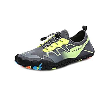 Imagem de Bestgift Sapatos respiráveis de tamanho grande, sapatos de cinco dedos, sapatos de praia de verão para homens e mulheres, secagem rápida Verde fluorescente 33.5