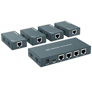 Imagem de AAO Divisor extensor HDMI 1 x 4, 1080p a 60 Hz, extensão de transmissão de 50 m por cabo CAT5e/CAT6/CAT7, transmissão de 4 canais, 1 adaptador de alimentação
