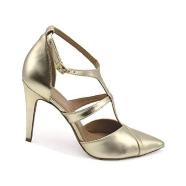 Imagem de Scarpin Feminino Tabita Couro Dourado salto Alto 0132273