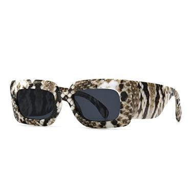 Imagem de Óculos de Sol Quadrado Masculino Feminino Óculos de Sol Padrão Viagem Vintage Retro Óculos Óculos Feminino UV400 Gafas De Sol,pele de cobra,A