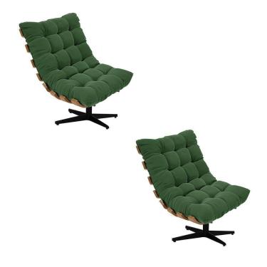 Imagem de Kit 02 Poltronas Giratória Suede Base Preto-D`rossi