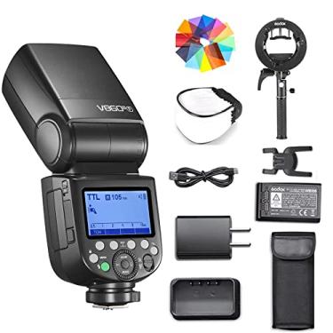 Imagem de Godox V860III-F Flash para flash de câmera Fujifilm Fuji Speedlite com suporte de suporte Godox S2 7.2V/2600mAh e 480 flashes de potência total Luz de modelagem LED de 10 níveis (V860II-F atualizado)