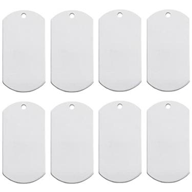 Imagem de ABBECIAO Pacote com 50 placas de cachorro, 0,06 polegadas de espessura em alumínio em forma de escudo para gravação personalizada com furo, (2,5 cm x 5 cm)