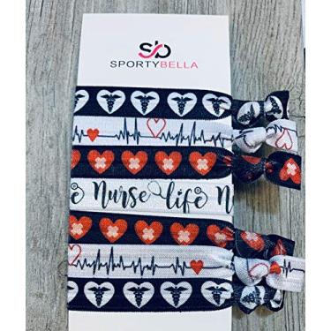 Imagem de Acessórios para laços de cabelo para enfermeira, faixas elásticas para amamentação, sem vinco, com suporte para rabo de cavalo, presentes de fita para mulheres, meninas, colegas de escola de enfermagem, semana de agradecimento, formatura, colegas de faculdade e amigos