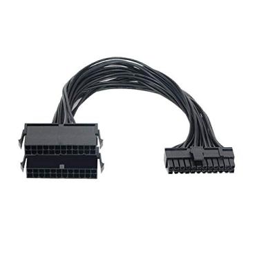 Imagem de YOVECATHOU Adaptador divisor de cabo de fonte de alimentação PSU de 24 pinos 20 + 4 duplos múltiplos para kit de extensão de placa-mãe ATX 18AWG 3 m preto