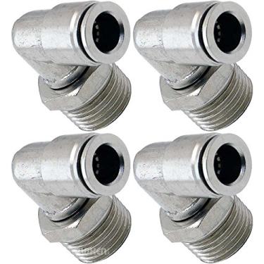 Imagem de Vixen Air NPT macho de 1,27 cm para empurrar para conectar (PTC) para cotovelo giratório de mangueira de diâmetro externo de 3/8" - Pacote de quatro conexões VXA2123-4