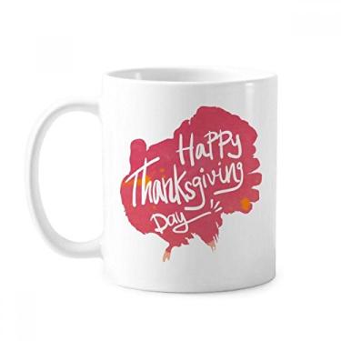 Imagem de Caneca de cerâmica com estampa de aquarela rosa para o Dia de Ação de Graças