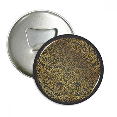 Imagem de Imã de geladeira circular de folha dourada da cultura Tailândia, emblema multifuncional