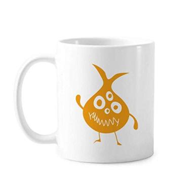 Imagem de Caneca moderna de cerâmica com estampa de criatura alienígena amarela Art Deco presente cerâmica xícara de porcelana