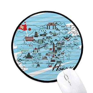 Imagem de DIYthinker Hong Kong Mapa Local Mouse Pad Desktop Office Tapete Redondo para Computador