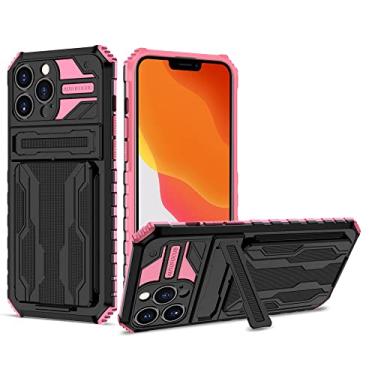 Imagem de Para capa de armadura à prova de choque para iPhone 14 13 12 11 Pro Max XS Max XR 8 7 Plus Anti-Shock Bracket Card Slot Case, rosa, para iphone 13 Pro MAX