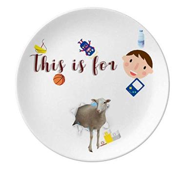 Imagem de Animal Paper Break Shocks Prato de porcelana de ovelha Prato redondo para jantar masculino