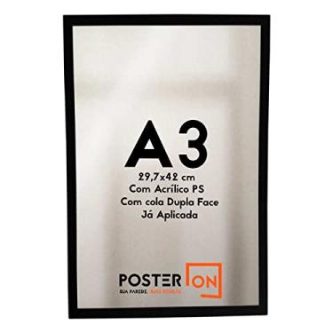 Imagem de Moldura ISO A3 29,7x42cm – Com acrílico PS - Cola Dupla Face Cor: Preta