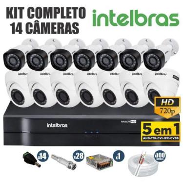 Imagem de Kit Cftv Intelbras Completo 14 Câmeras Ahd 720P Dvr 16 Canais
