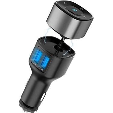 Imagem de Kit combinado de receptor e carregador de carro TwiHill Bluetooth, com Aux estéreo de 3,5 mm, 2 portas USB (5V 4,8A) e sistema viva-voz, adaptador de receptor Bluetooth Adaptador de rádio para leitor de MP3