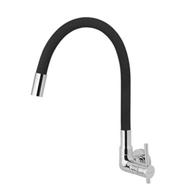 Imagem de Torneira Cozinha 1/4 de volta Gourmet Preta Parede c/Arejador Fixo
