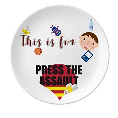 Imagem de Prato de porcelana The Assault Game Dialogue Press Jantar redondo Prato Boy Man