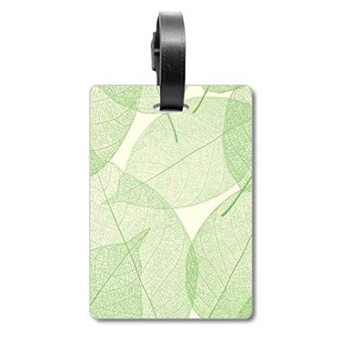 Imagem de Folhas verdes brancas padrão ilustração mala etiqueta cartão de bagagem etiqueta etiqueta para pendurar Scutcheon etiqueta