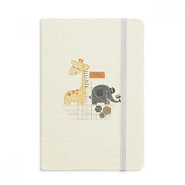 Imagem de Caderno de desenho de elefante de girafa marrom com estampa de animal, capa dura de tecido