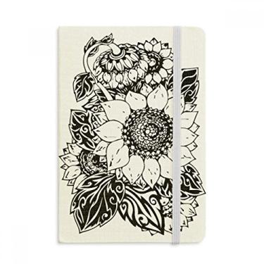 Imagem de Caderno de flores de girassol, preto, branco, capa dura de tecido, diário clássico