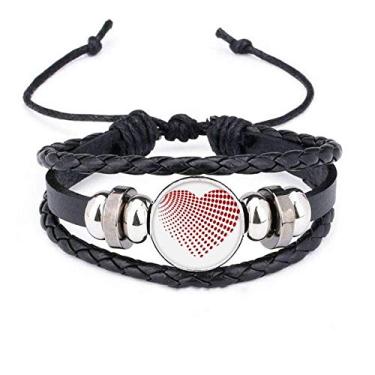 Imagem de DIYthinker Pulseira Red Radiate Dots para Dia dos Namorados Pulseira de Couro Trançado