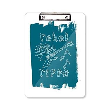 Imagem de Instrumentos de música para guitarra elétrica, padrão azul, prancheta, pasta, bloco de notas A4