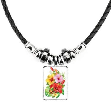 Imagem de DIYthinker Colar de flores buquê borboleta Best Wish Jewelry Torque pingente de corda de couro