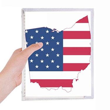 Imagem de Caderno Ohio USA Mapa Estrelas Listras Bandeira Formato Caderno Folhas Soltas Diário Recarregável