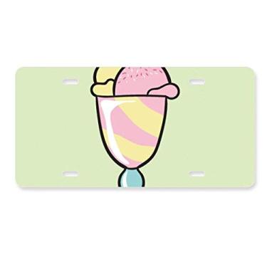 Imagem de DIYthinker Cherry Sweet Cup Placa de licença de sorvete Decoração de carro Acessório de aço inoxidável