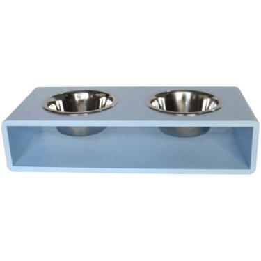 Imagem de Comedouro Modern Duplo Azul Bebê para Cães e Gatos - Tam. G