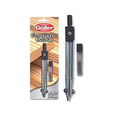 Imagem de COMPASSO ESCOLAR DE METAL SILVER COM REFIL