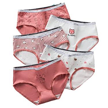 Imagem de SINMIUANIME Women's Panties Anime Print Underwear Breathable Cotton Brief Sexy Cosplay Lingerie 5-Pack (Dark Red Bear, XL)