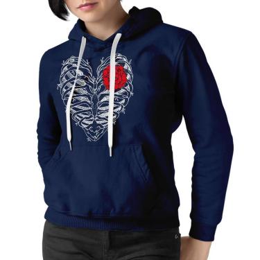 Imagem de Blusa Moletom Feminina Coração De Caveira Casaco-Feminino