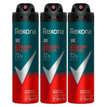 Imagem de Kit 3 Desodorante Rexona Antibacterial Protection Men Aerosol Antitran