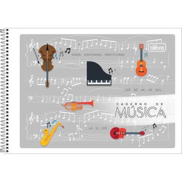Imagem de Caderno de Musica Capa Flexivel Espiral 48 Folhas Tilibra