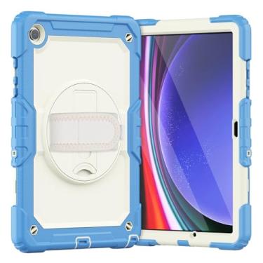 Imagem de Capa para Samsung Galaxy Tab A9 Plus 21 polegadas SM-X210/X216/218 capa macia de silicone resistente à prova de choque com suporte embutido 360° alça de mão para capa SM A9 Plus (azul turquesa)