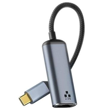 Imagem de MOUDOAUER Adaptador USB-C de liga de alumínio para Ethernet, conversor de cabo de rede Gigabit Cat para tipo C para laptop e tablet