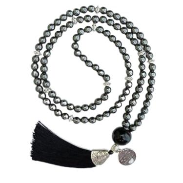 Imagem de Caminho Para Meditação Japamala 108 Contas Hematita 8mm Pedra Natural Hooponopono (Preto)