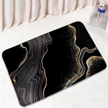 Imagem de Conjuntos de tapetes de banho de mármore preto linhas cinza douradas arte geométrica abstrata criativa casa decoração de banheiro tapetes tampa de vaso sanitário, DD, 2312AF, 75 x 45 cm, 29,5 x 17,7