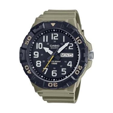Imagem de Casio Relógio masculino analógico preto mostrador pulseira de resina MRW-210H-5AVDF., marrom, Marrom, Movimento de quartzo
