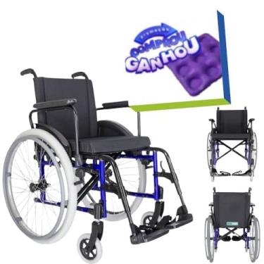 Imagem de Cadeira de Rodas Slim em Alumínio Aeronáutico com Pneu Antifuro, Dobrável em X - Capacidade até 120Kg - Ortomobil (44, AZUL)