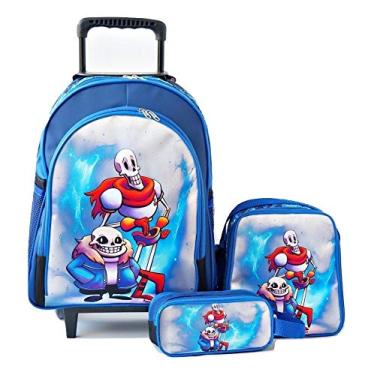 Imagem de Mochila Rodinhas Undertale Sans E Papyrus Lancheira E Estojo